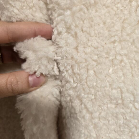 Chicos Shearling Teddy Coat Sz 3.5 US 18 English Cream White Faux Fur Peacoat - Picture 5 of 13